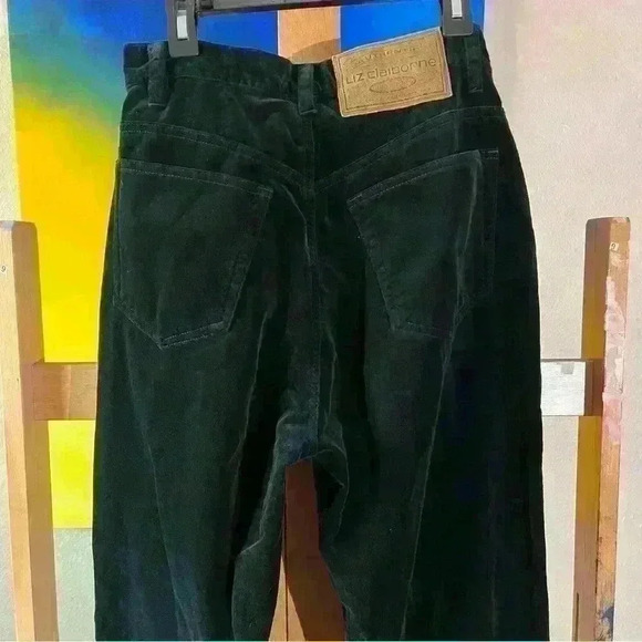 Vintage 90s Lizwear Green Velour Pants 26” Waist - Picture 4 of 9